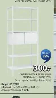 Regał LINDVED okleina i stal S80xW183xG41cm drzwi przesuwane