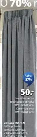 Zasłona RUSKEN 100% poliester z kanalikiem i taśmą 1xS140xD300cm