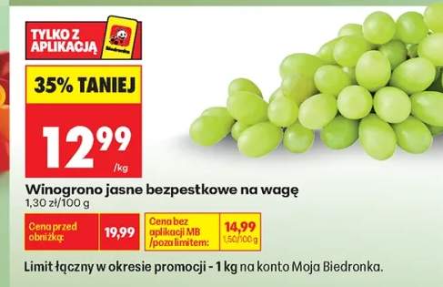 Winogrono jasne bezpestkowe
