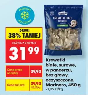 Krewetki białe surowe w pancerzu bez głowy oczyszczone Marinero