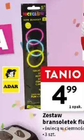 Zestaw bransoletek fluo ADAR świecą w ciemności