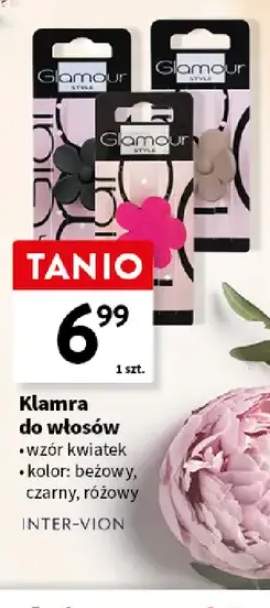 Klamra do włosów wzór kwiatek beżowa INTER-VION