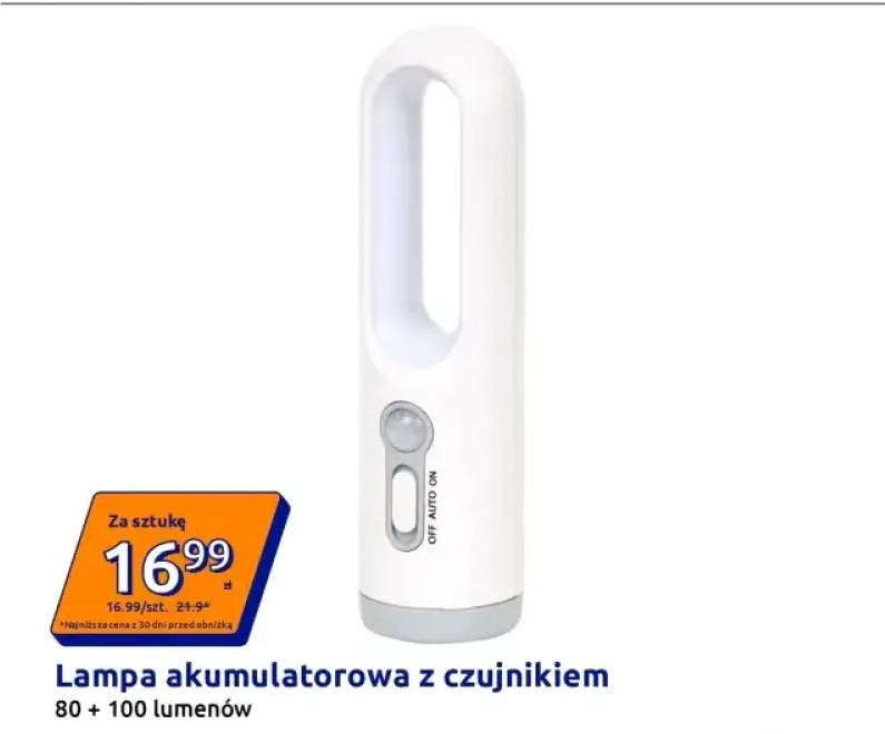 Lampa akumulatorowa z czujnikiem 80 + 100 lumenów