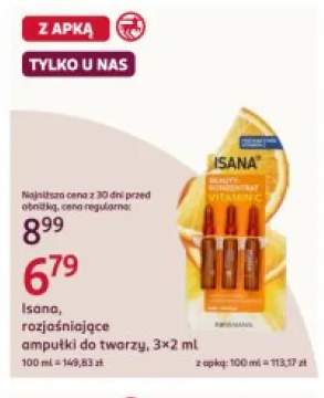 Rozjaśniające ampułki do twarzy Isana 3-pak 2ml