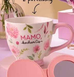 Filiżanka z porcelany SMUKEE w zestawie breloczek z lusterkiem 400ml
