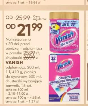 Chusteczki wyłapujące barwnik Vanish 16szt.