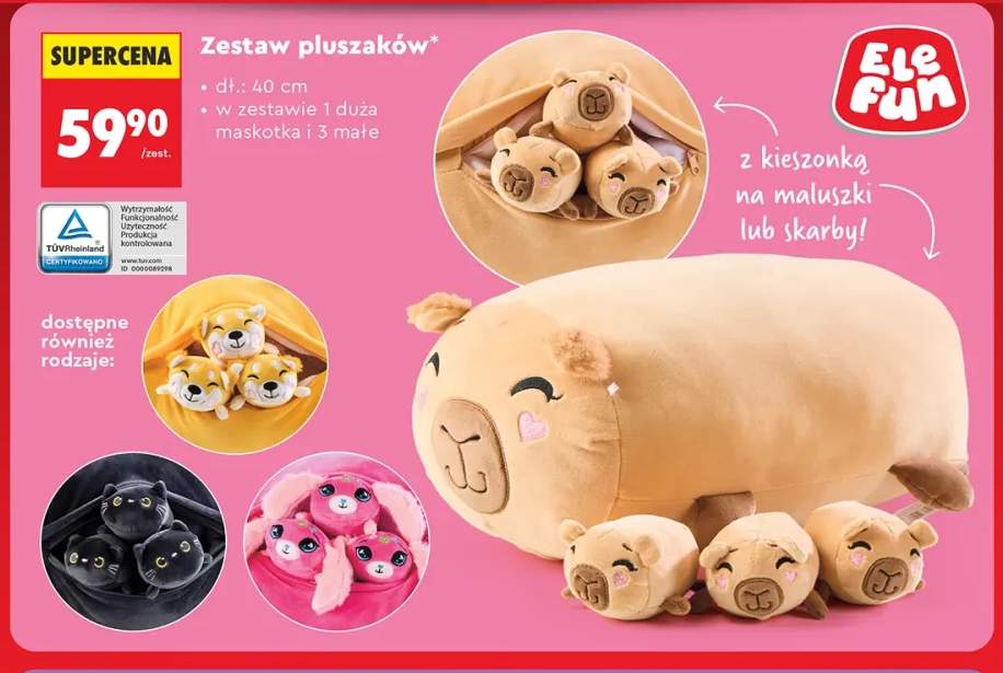 Zestaw pluszaków Ele Fun kapibara dł. 40cm