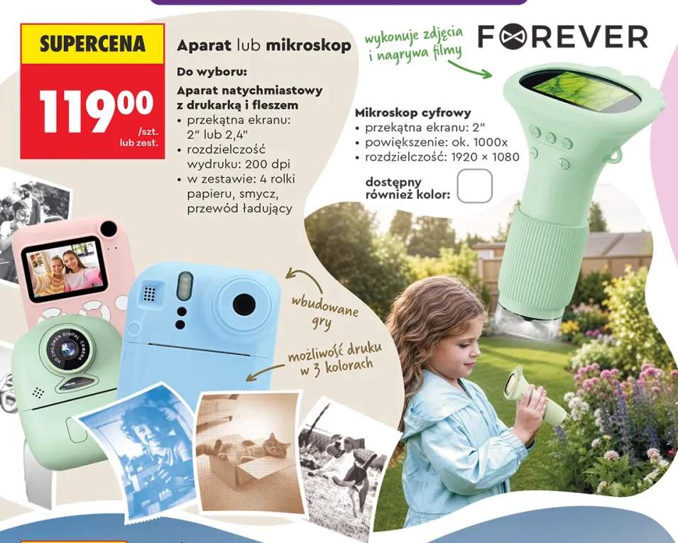 Aparat natychmiastowy z drukarką i fleszem FOREVER