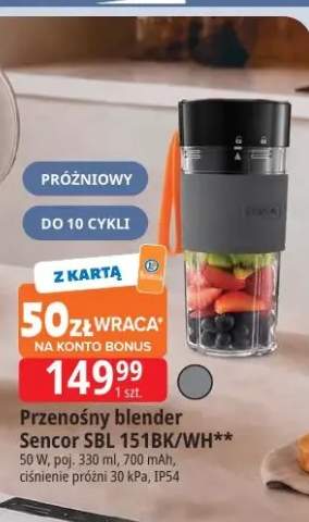 Przenośny blender Sencor SBL 151BK/WH 50W poj. 330ml 700mAh ciśnienie próżni 30kPa IP54