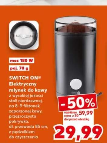 Elektryczny młynek do kawy SWITCH ON moc 180W poj. 70g