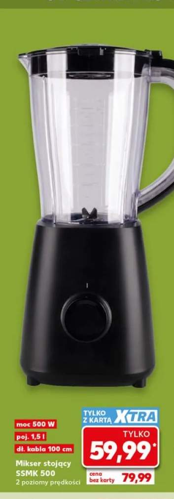 Mikser stojący SSMK 500 moc 500W poj. 1,5l dł. kabla 100cm 2 poziomy prędkości