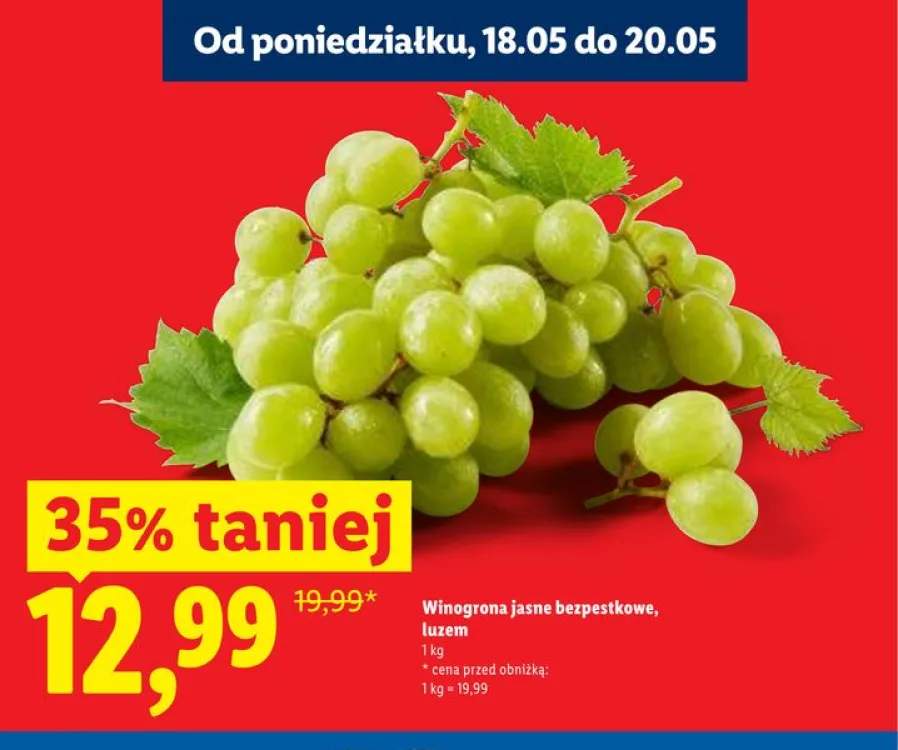 Winogrona jasne bezpestkowe luzem