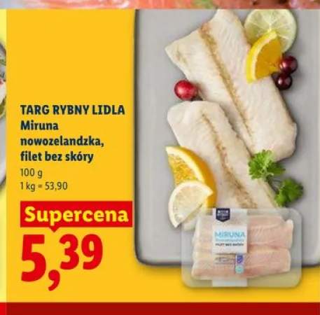 Miruna nowozelandzka filet bez skóry Targ Rybny Lidla