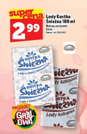 Lody Kostka Śnieżna o smaku śmietankowym 180ml