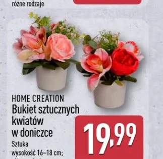Bukiet sztucznych kwiatów w doniczce HOME CREATION 16-18cm