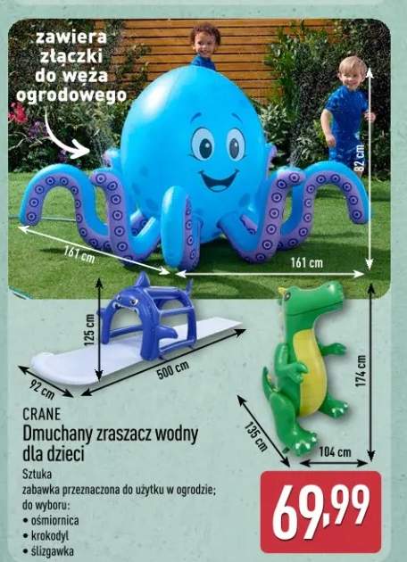 Dmuchany zraszacz wodny dla dzieci krokodyl CRANE