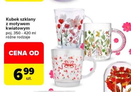 Kubek szklany z motywem kwiatowym 350-420ml
