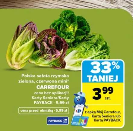 Sałata rzymska mini czerwona polska Carrefour