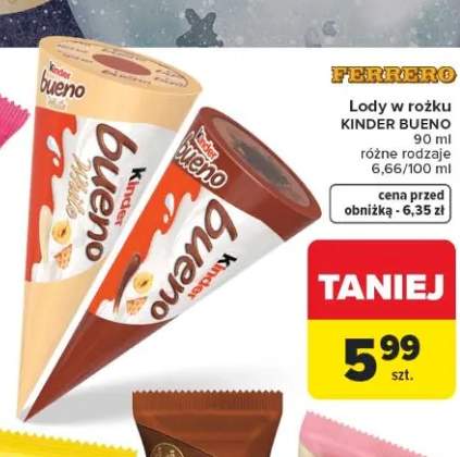 Lody w rożku Kinder Bueno White 90ml