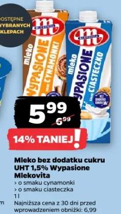 Mleko bez dodatku cukru UHT 1,5% Wypasione Mlekovita