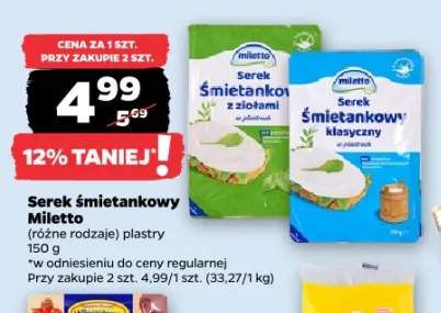 Serek śmietankowy klasyczny Miletto plastry