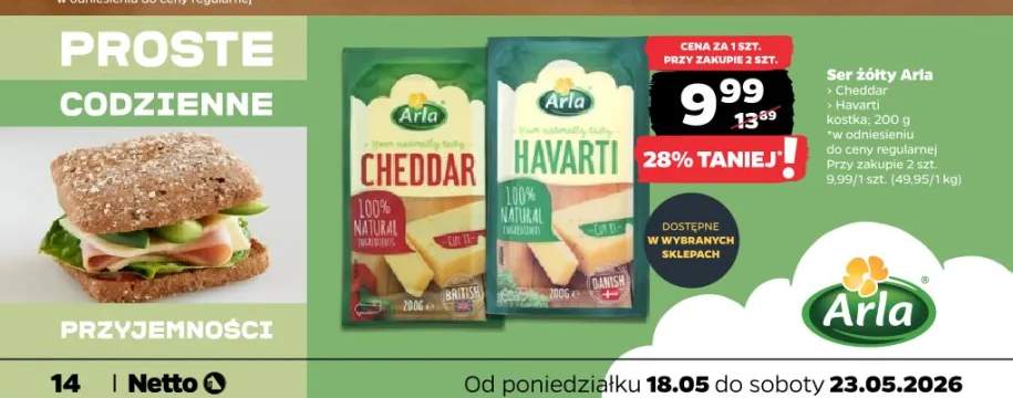Ser żółty Arla Havarti kostka
