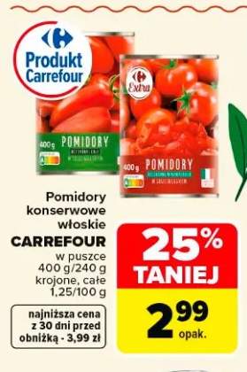 Pomidory konserwowe włoskie całe CARREFOUR w puszce