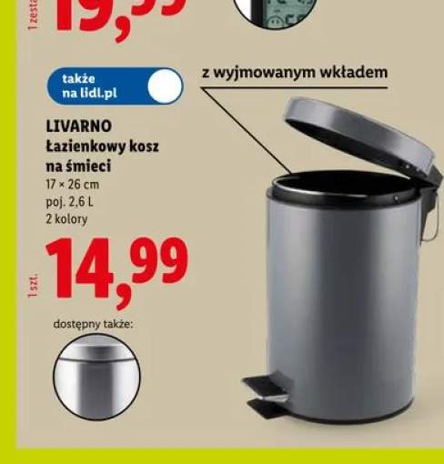 Łazienkowy kosz na śmieci LIVARNO 17x26cm 2,6l