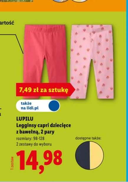 Legginsy capri dziecięce z bawełną LUPILU 2-pak