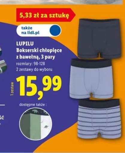 Bokserki chłopięce z bawełną Lupilu 3-pak
