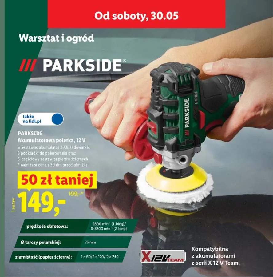 Akumulatorowa polerka 12V PARKSIDE
