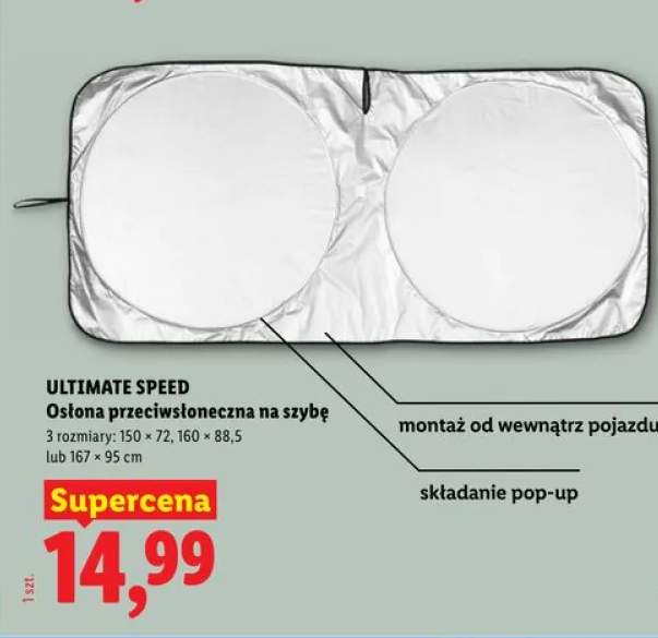 Osłona przeciwsłoneczna na szybę ULTIMATE SPEED wymiary: 150x72cm