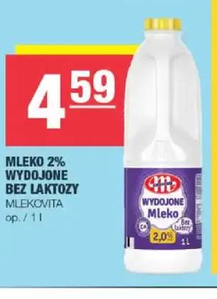 Mleko 2% wydojone bez laktozy Mlekovita