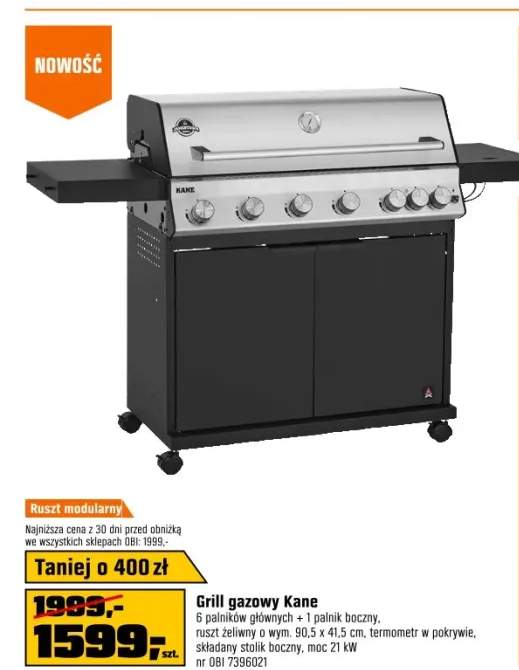 Jamestown Grill gazowy KANE 6+1-palnikowy 21,0 kW