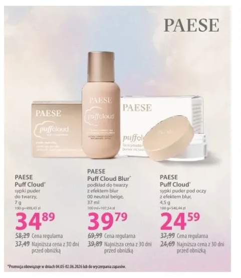 Sypki puder pod oczy z efektem blur PAESE Puff Cloud