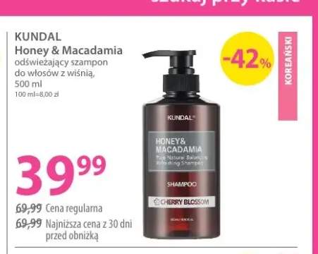 Odświeżający szampon do włosów z wiśnią Kundal Honey & Macadamia