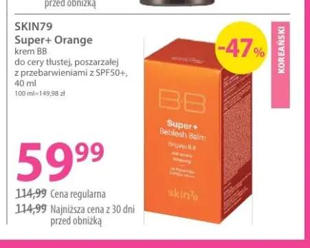Krem BB do cery tłustej, poszarzałej z przebarwieniami z SPF50+ Skin79 Super+ Orange