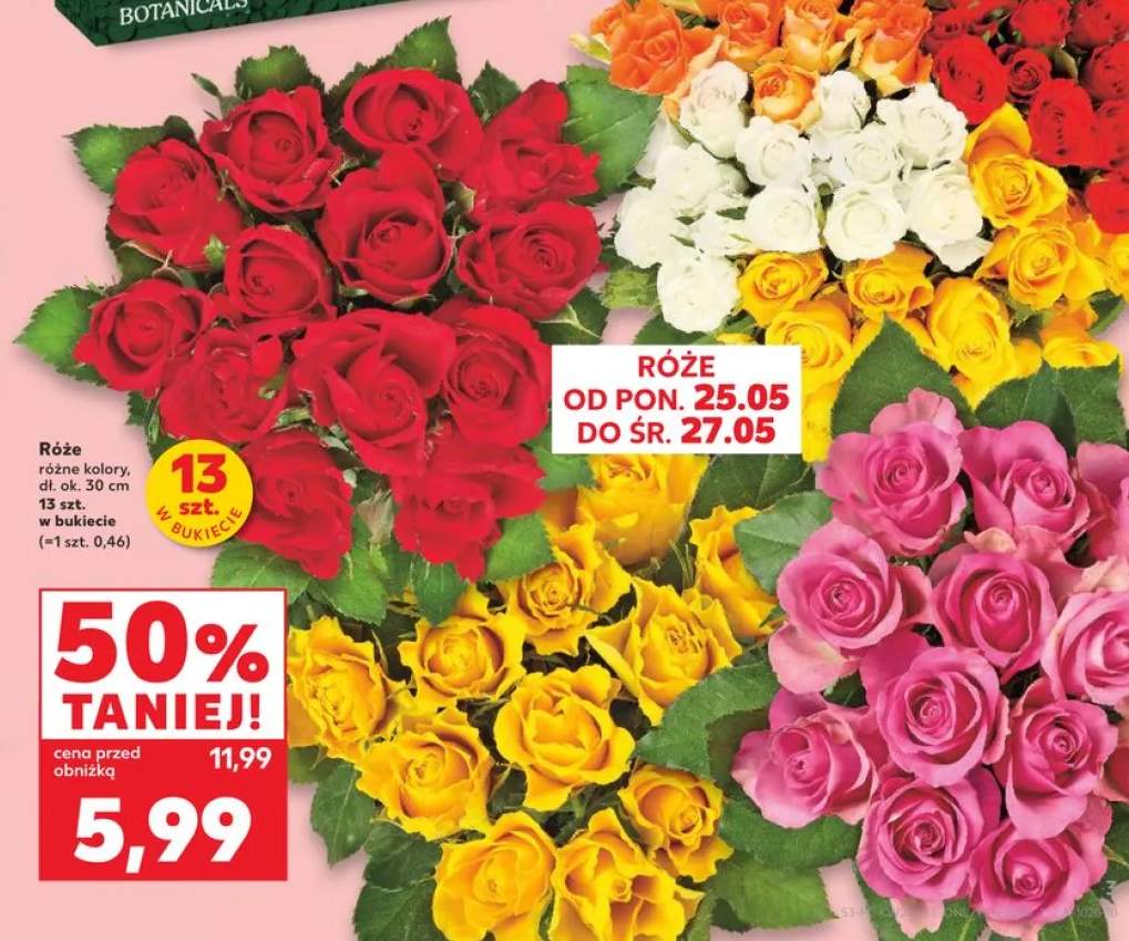Róże dł. ok. 30cm 13-pak