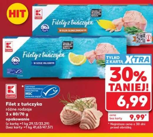 Filet z tuńczyka w oleju słonecznikowym K-Classic