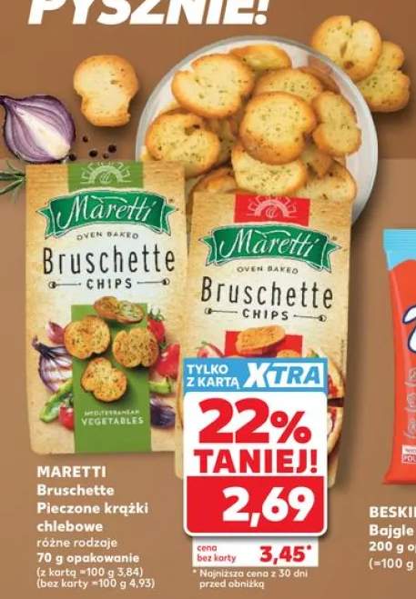 Pieczone krążki chlebowe Maretti Bruschette Chips Mediterranean Vegetables