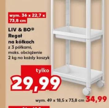 Regał na kółkach LIV & BO z 3 półkami, maks. obciążenie 2kg na każdy koszyk wym. 36x22,7x73,8cm