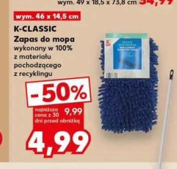 Zapas do mopa K-CLASSIC wykonany w 100% z materiału pochodzącego z recyklingu wym. 46x14,5cm