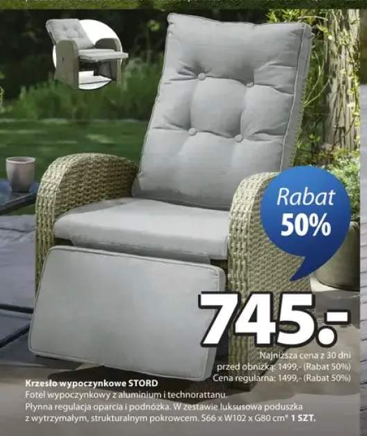 Krzesło wypoczynkowe STORD S66xW102xG80cm