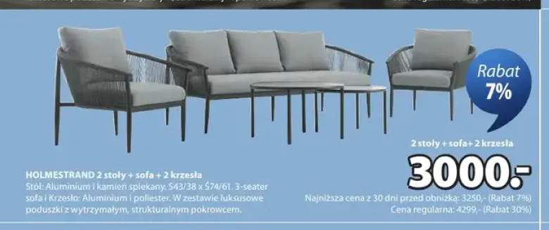 2 stoły + sofa + 2 krzesła HOLMESTRAND