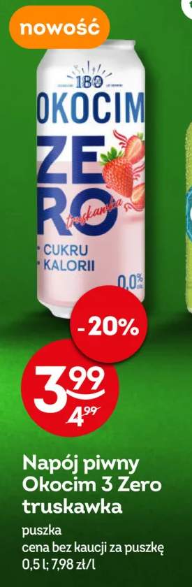 Napój piwny Okocim 3 Zero truskawka