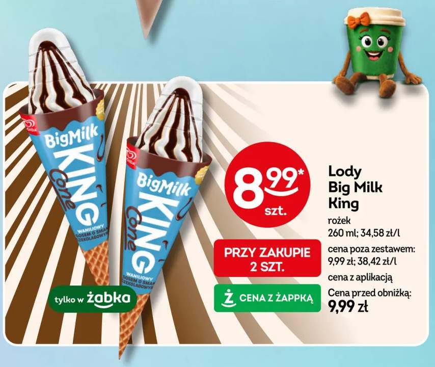 Lody Big Milk King rożek