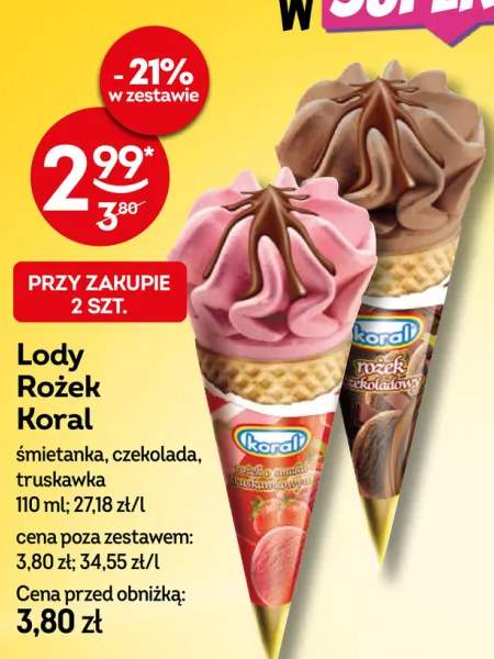 Lody Rożek Koral truskawka