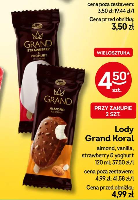 Lody Grand Koral strawberry & yoghurt