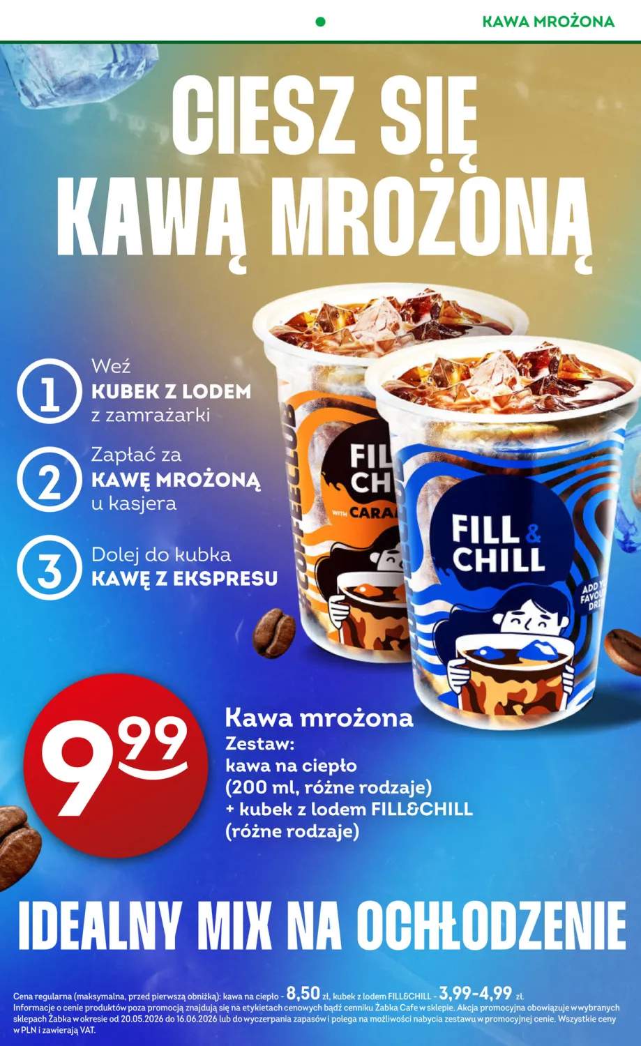 Kawa mrożona zestaw: kawa na ciepło + kubek z lodem FILL&CHILL