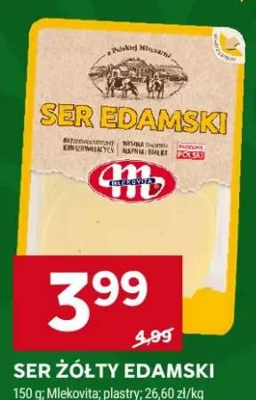 Ser żółty Edamski Mlekovita plastry